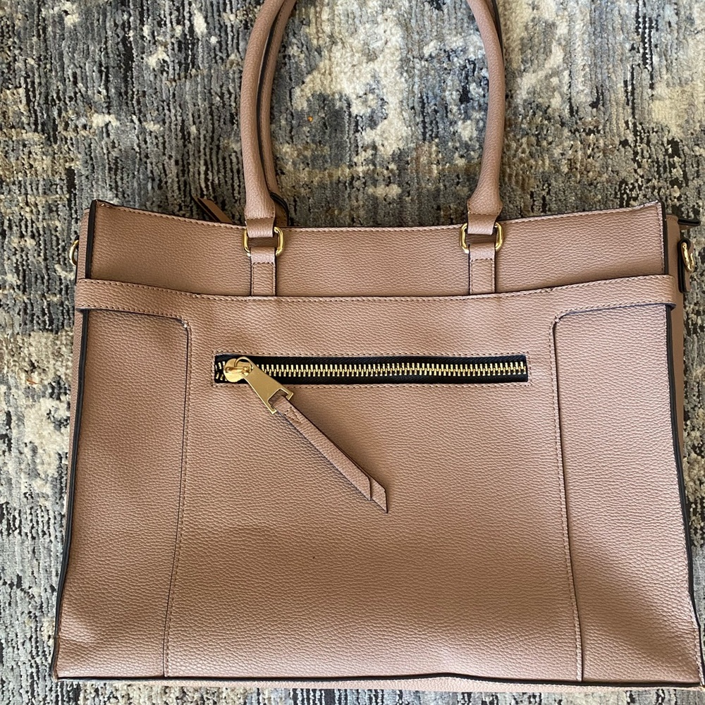 Call It Spring Taupe Pebbled Tote with Gold Hardware